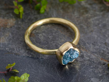 Blue Diamond Engagement Ring In 18ct Yellow Gold, 3 of 4