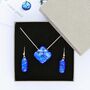 Blue Fused Glass Pendant Necklace, thumbnail 7 of 10