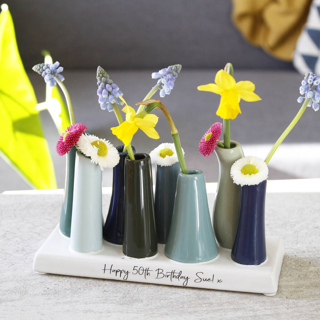 Happy Birthday Multi Stem Personalised Vase Gift, 1 of 10