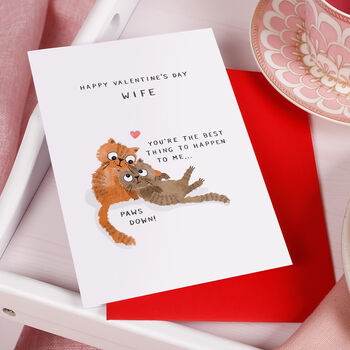 Cute Cat Valentine Card For Wife, 2 of 5