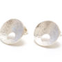 Concave Textured Silver Post Earrings With Hole Detail, thumbnail 1 of 6
