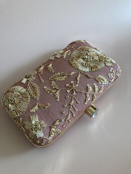 Pink Handcrafted Raw Silk Clutch Bag, 2 of 6