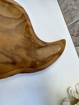 38cm Hand Carved Teak Root Leaf Bowl Wood Serving Dish, 9 of 12