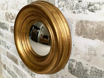 24cm Gold Convex Wall Mirror Porthole Fisheye Design, 4 of 6