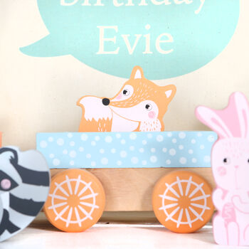 Pastel Wooden Animal Train With Personalised Bag, 5 of 7