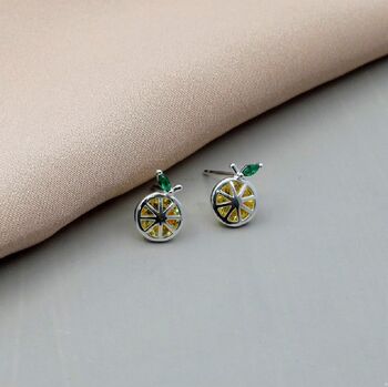 'Squeeze The Day' Sterling Silver Lemon Earrings, 3 of 4