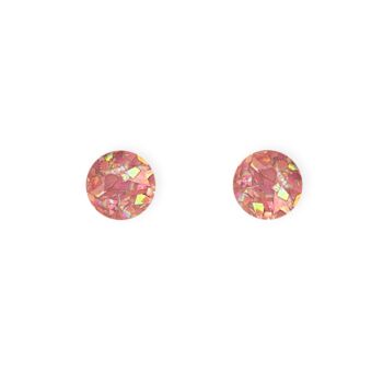 Mini Round Stud Earrings In Light Pink Sparkle, 2 of 4