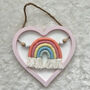 Rainbow Nursery Decor | New Baby Gift | Wooden Heart Macrame, thumbnail 5 of 5