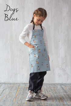 Cat Apron For Kids | Personalised Toddler Aprons With Dog, Bunny And Duck Prints, 2 of 12