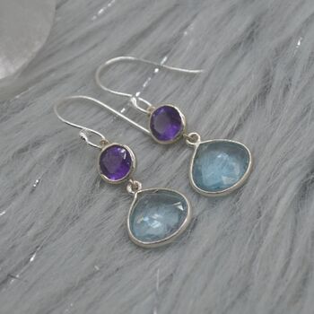 Amethyst Blue Topaz Silver Earrings, 4 of 7