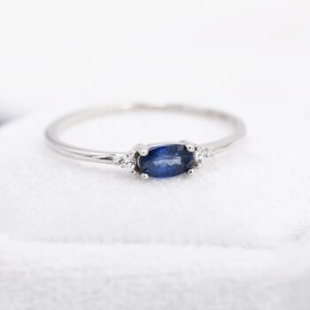 Natural Sapphire Blue Ring In Sterling Silver, 6 of 11