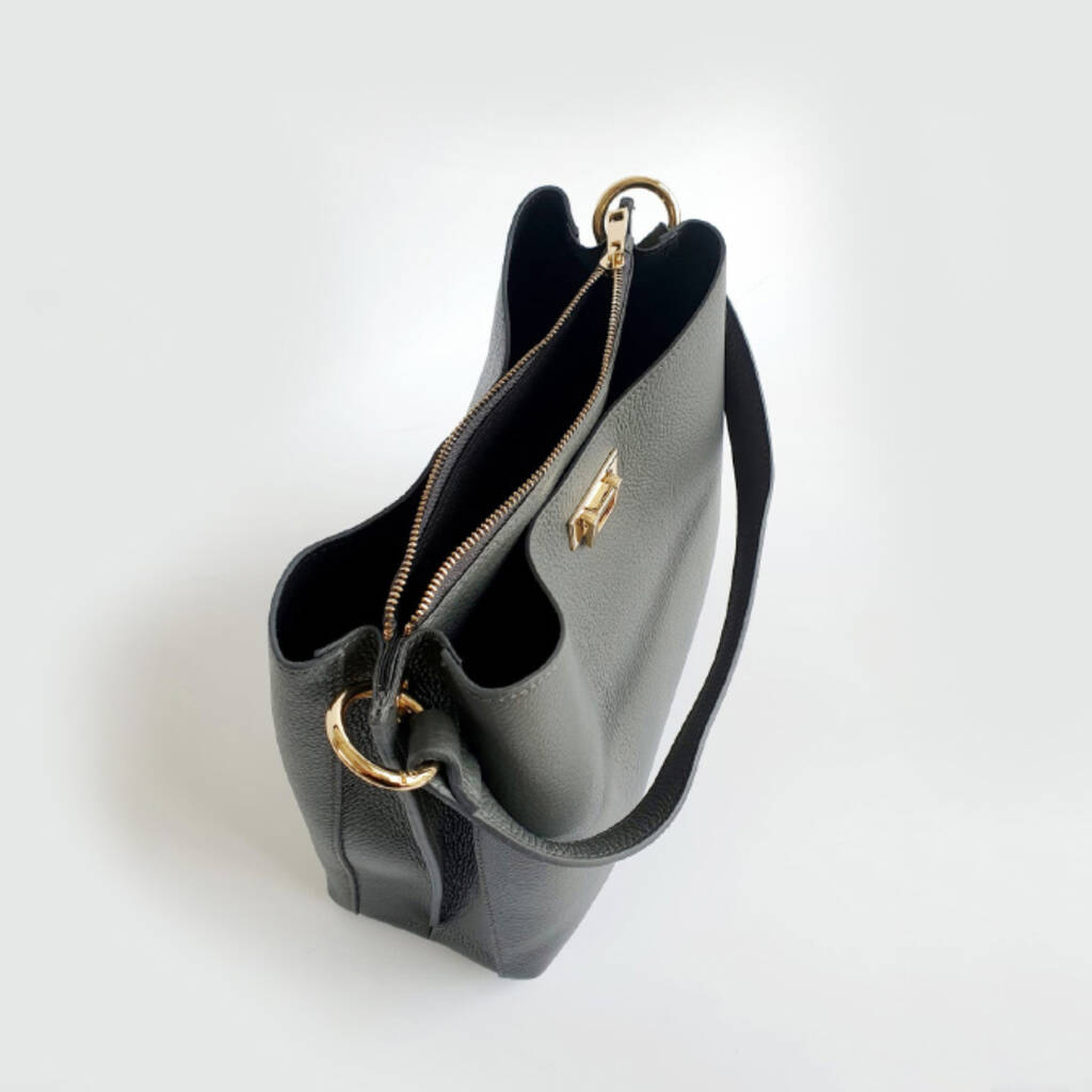 Dark Grey Leather Tote Bag And Strap By Apatchy | www.lvbagssale.com