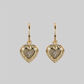 Heart Cubic Zirconia Hoop Earrings Silver Or Gold, 2 of 5