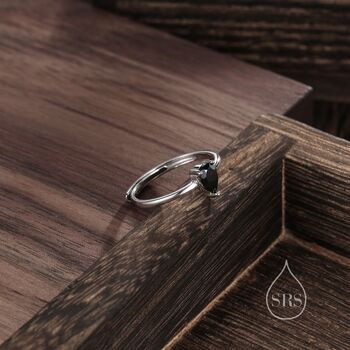 Sterling Silver Natural Black Onyx Droplet Ring, 6 of 10
