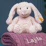 My First Steiff Pink Hoppie Bunny And Blanket Gift Set, thumbnail 1 of 5