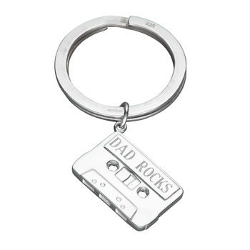 Engraved Sterling Silver Cassette Tape Key Ring, 7 of 7