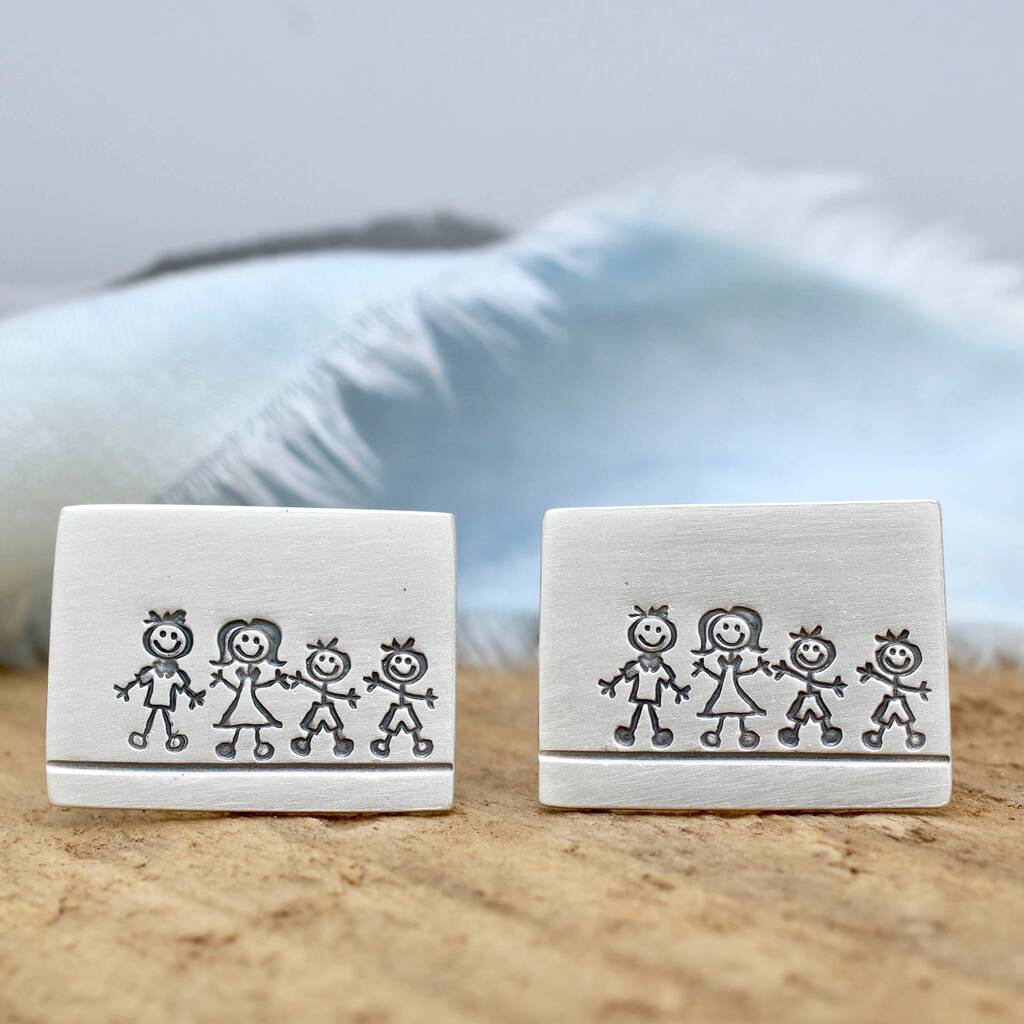 Personalised Cufflinks. Family Portrait Gift For Dad, 1 of 12