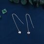Tiny Heart Threader Earrings In Sterling Silver, thumbnail 3 of 11