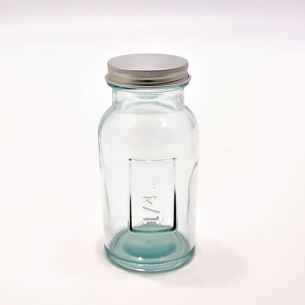 Recycled Glass Storage Jars Round + Screw Lids Set By The Recycled