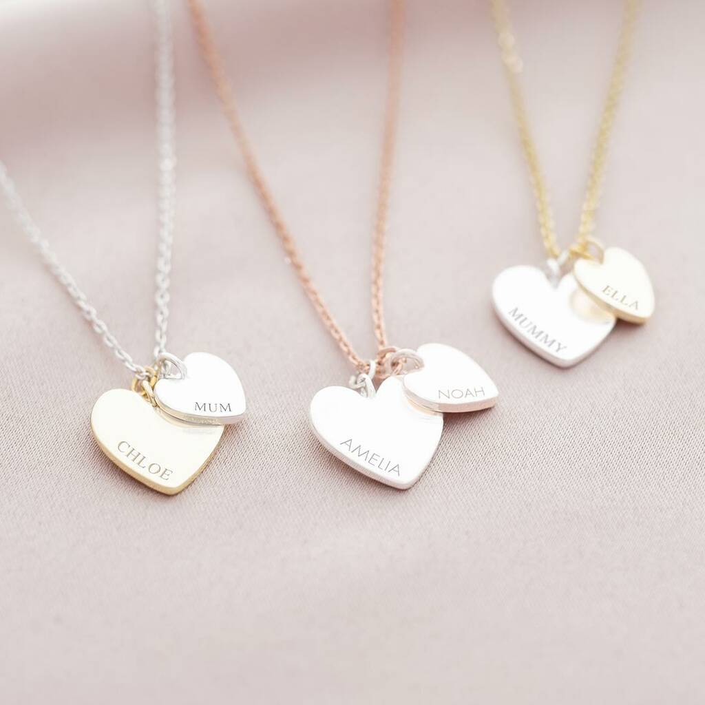 Double Heart Personalised Name Necklace, 1 of 10