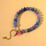 Blue And Pink Gingham Toggle Necklace, thumbnail 5 of 8