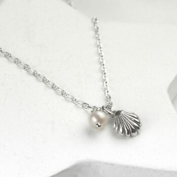 Silver Shell And Pearl Necklace For Good Luck, 4 of 5