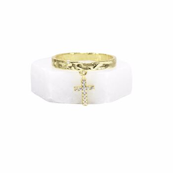 Cross Charm Rings, Cz, Gold Vermeil On 925 Silver, 7 of 9