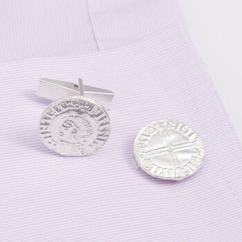 Solid Sterling Silver Viking Coin Cufflinks, 3 of 3