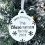 Merry Christmas Family Name Tree Bauble With Year, thumbnail 1 of 7