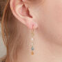 Watermelon Tourmaline Dangle Gold And Silver Earrings, thumbnail 2 of 10