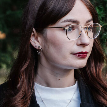 Silver Circle And Black Gemstone Earrings, 3 of 5