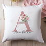 Personalised Initial Floral Name Cushion, thumbnail 1 of 3