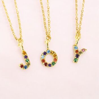 Dainty Rainbow Alphabet Initial Necklace, 8 of 8