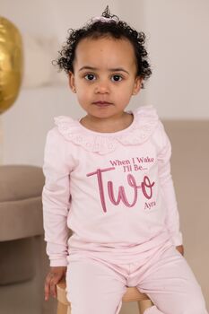 Personalised 'When I Wake' Embroidered Birthday Pyjamas, 4 of 11