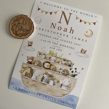 Personalised Keepsake Birth Print Noahs Ark, 2 of 5