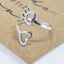 Sterling Silver Paw And Heart Ring, thumbnail 2 of 3