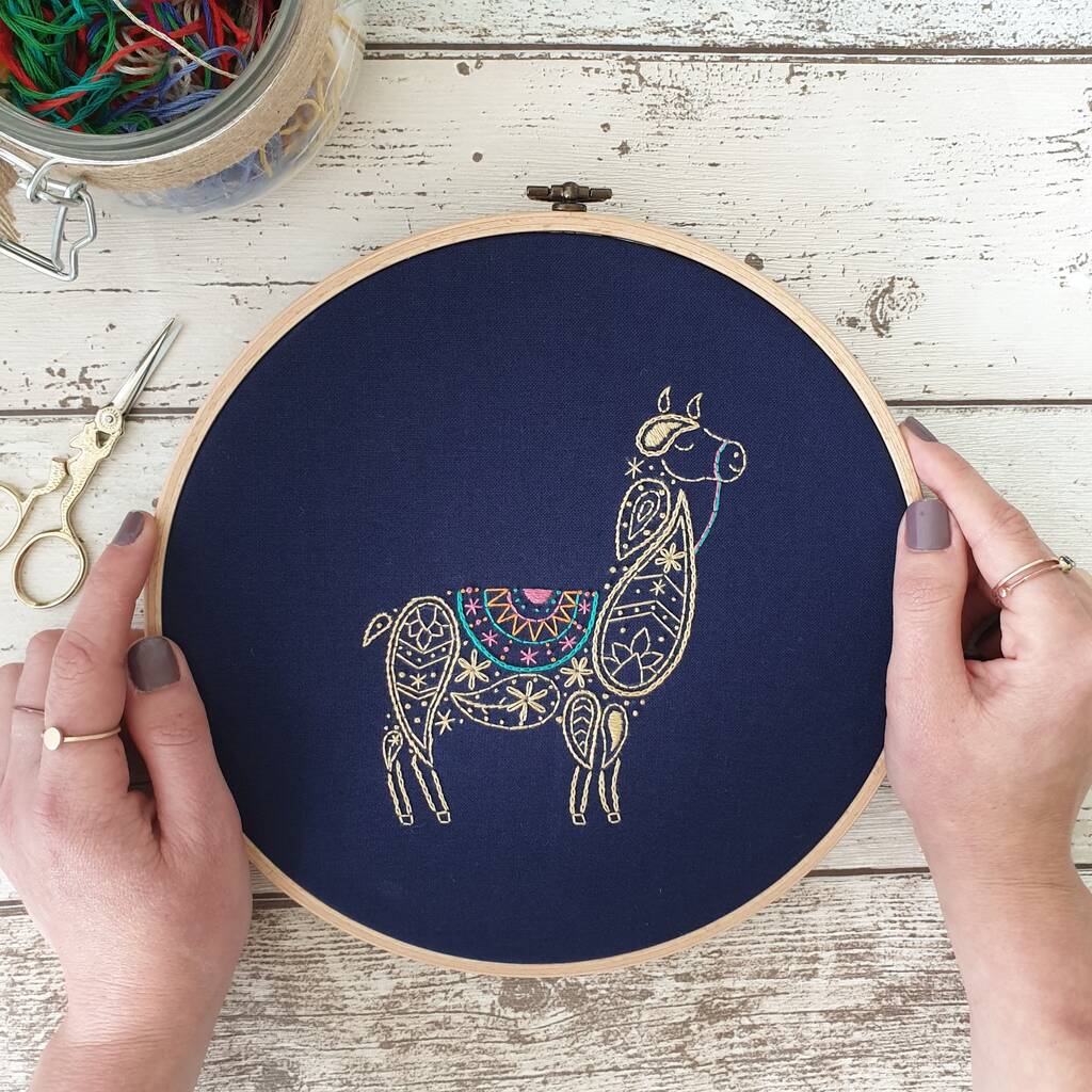 Llama embroidery kit