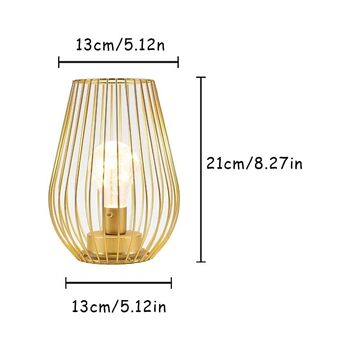 Gold Metal Cage Cordless Lantern Lamp, 6 of 6