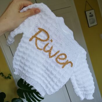 Personalised Hand Embroidered Baby Cardigan, 2 of 7