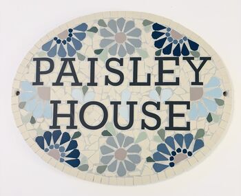 Oval Floral Mosaic House Door Number Name Sign, 2 of 2