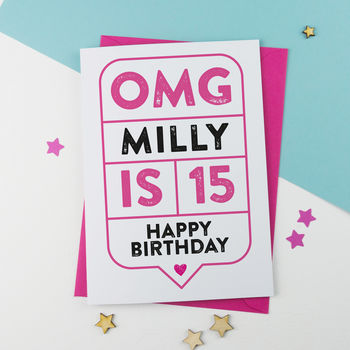Omg 15th Birthday Card Personalised, 2 of 3