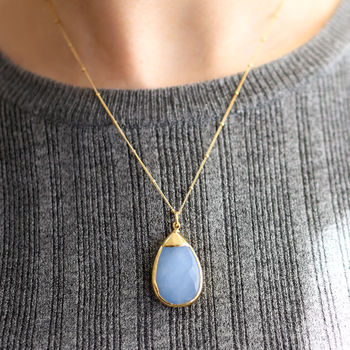 Gold Plated And Blue Semi Precious Gemstone Necklace, 5 of 6