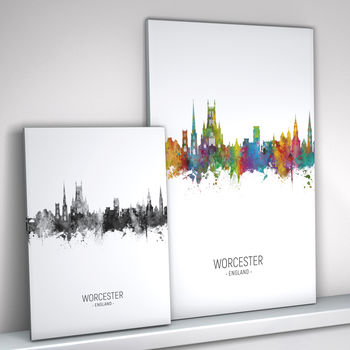 Worcester Skyline Portrait Print And Box Canvas, 2 of 5