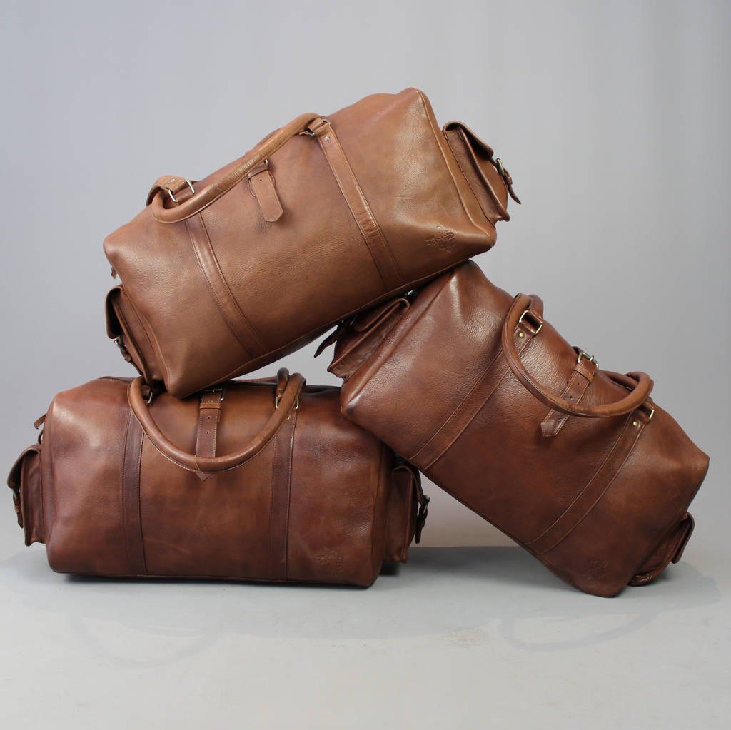 vintage style brown leather bowling bag by vintage child
