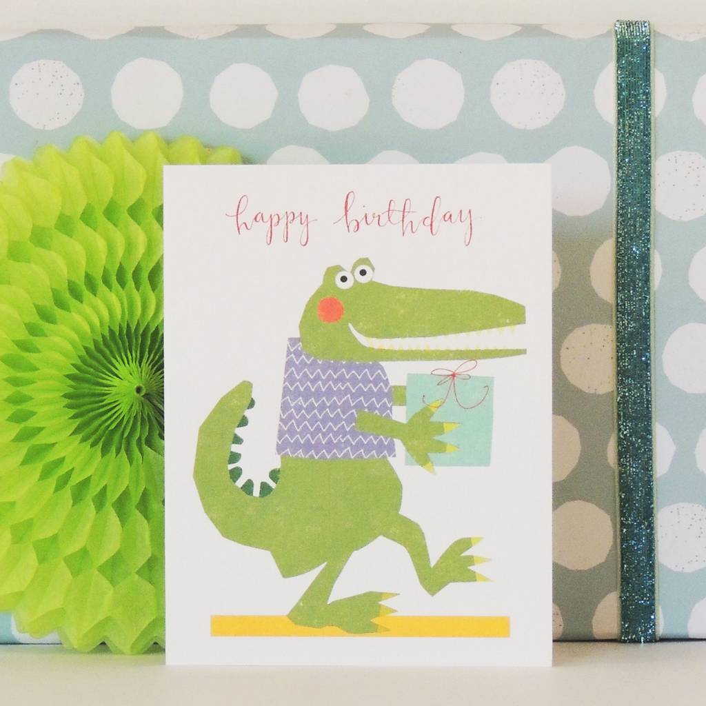 happy birthday crocodile mini card by kali stileman publishing ...