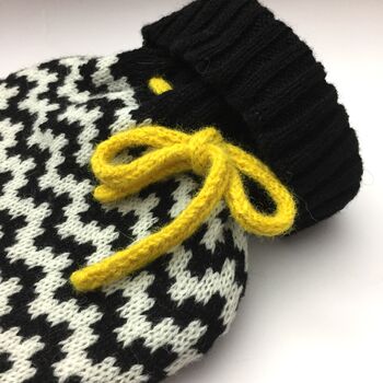 Charcoal And White Zig Zag Knitted Hot Water Bottle, 4 of 4