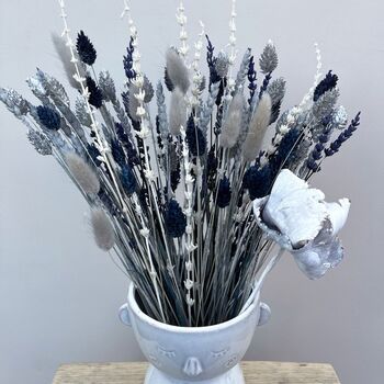 Grey And Navy Dried Flower Arrangement With Vase, 2 of 5