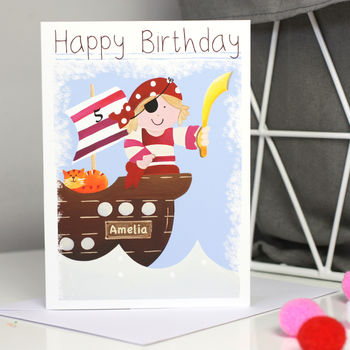 Personalised Pirate Girl Any Occasion Card, 2 of 7