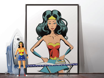 Wonder Woman Mothers Day Ironing Poster Art Print, 6 of 9