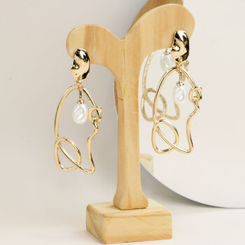 Gold Plated Drop Statement Earrings, 4 of 5